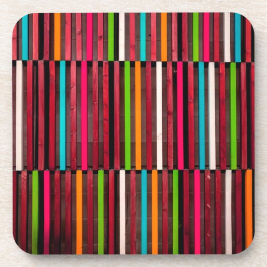 Farbenfrohe Linien Wood Blue Orange Muster Fun Getränkeuntersetzer (Vorderseite)