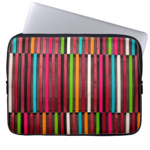 Farbenfrohe Linien Wood Blue Orange Muster Fun Laptopschutzhülle