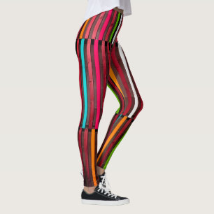 Farbenfrohe Linien Wood Blue Orange Muster Fun Leggings
