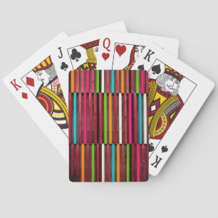 Farbenfrohe Linien Wood Blue Orange Muster Fun Spielkarten