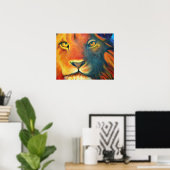Farbenfrohe Lion Head Portrait Oil Painting Poster (Heimbüro)