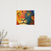 Farbenfrohe Lion Head Portrait Oil Painting Poster (Küche)