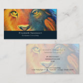 Farbenfrohe Lion Head Portrait Oil Painting Visitenkarte (Vorne/Hinten)