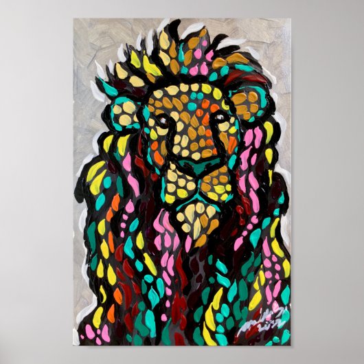 Farbenfrohe Lion Painting Design Poster (Vorne)