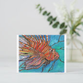 Farbenfrohe Lionfische "Stains Glass" Art! Postkarte (Stehend Vorderseite)