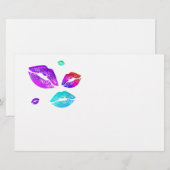 Farbenfrohe Lippen Briefpapier (Vorne/Hinten)