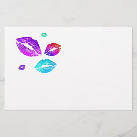 Farbenfrohe Lippen Briefpapier (Vorderseite)
