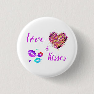 Farbenfrohe Lippen mit Liebe & Kisses Button