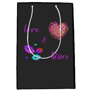 Farbenfrohe Lippen mit Liebe & Kisses Mittlere Geschenktüte