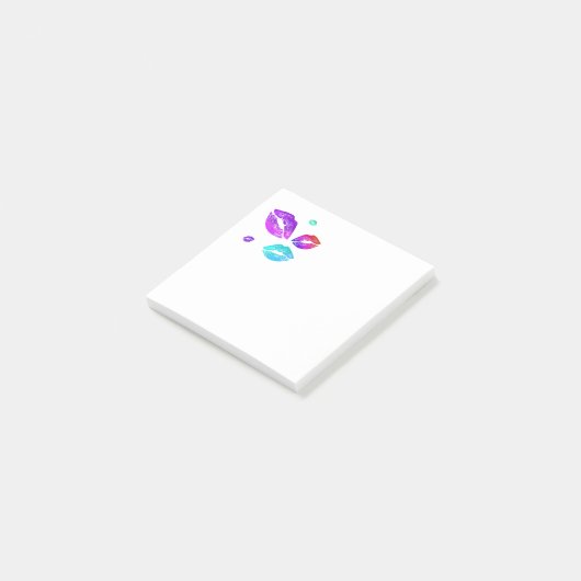 Farbenfrohe Lippen Post-it Klebezettel (angewinkelt)