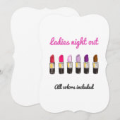 Farbenfrohe Lippensticks GIRLS NIGHOUT Einladung (Vorne/Hinten)