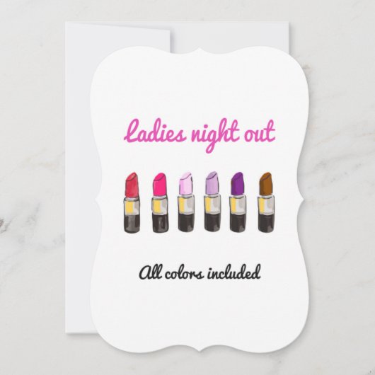 Farbenfrohe Lippensticks GIRLS NIGHOUT Einladung (Vorderseite)