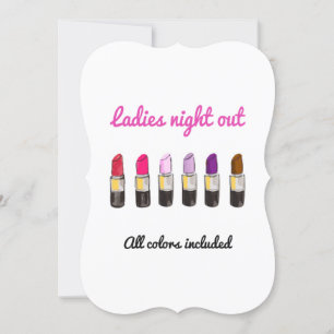 Farbenfrohe Lippenstifte GIRLS NIGHT OUT Einladung