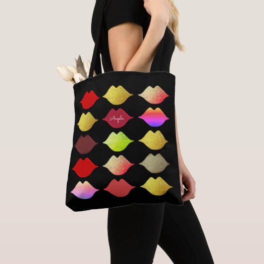 Farbenfrohe Lips Make-up Künstler Schönheit schwar Tasche (Von Nahem)