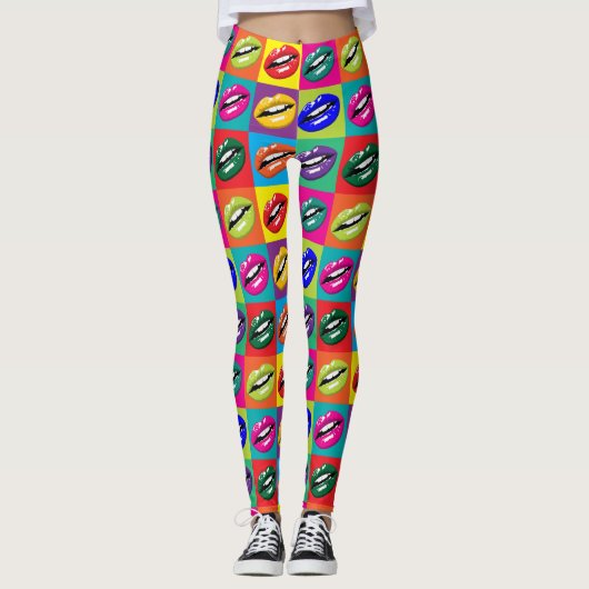 Farbenfrohe Lips Whimsical All-Over-Print-Leggings Leggings (Vorderseite)