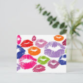 Farbenfrohe Lipstick Kisses Lippfarbe Postkarte (Stehend Vorderseite)