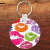 Farbenfrohe Lipstick Kisses Lippfarbe Schlüsselanhänger (Vorderseite)