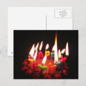 Farbenfrohe, LitC "Happy Birthday" Kerzen, Dunkles Postkarte (Vorne/Hinten)