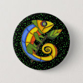 Farbenfrohe Lizard an einer Zweigniederlassung Button (Vorderseite)