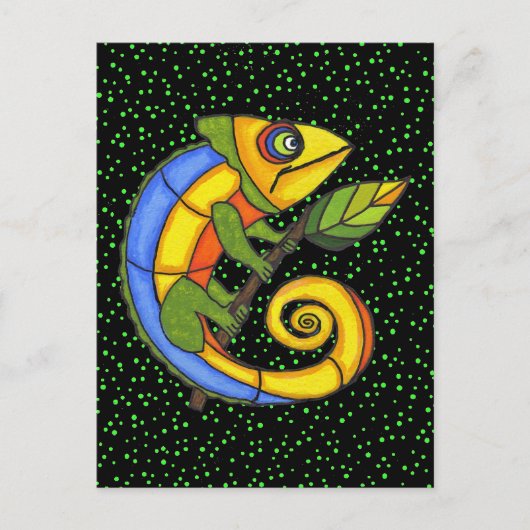 Farbenfrohe Lizard an einer Zweigniederlassung Postkarte (Vorderseite)