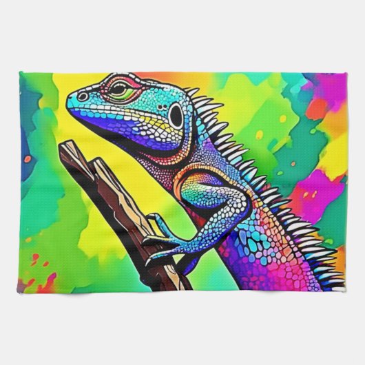Farbenfrohe Lizard Art Design Geschirrtuch (Horizontal)