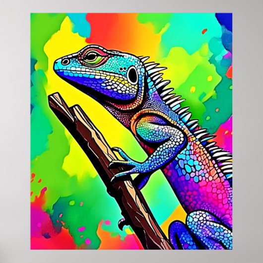 Farbenfrohe Lizard Art Design Poster (Vorne)