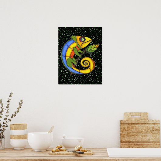 Farbenfrohe Lizard auf einer Zweigstelle Original Poster (Küche)