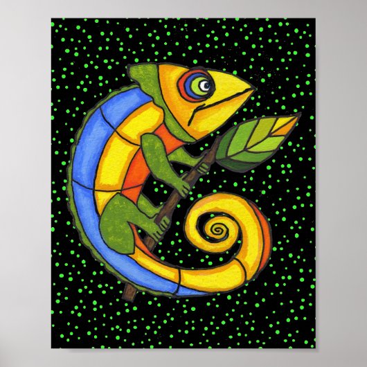 Farbenfrohe Lizard auf einer Zweigstelle Original Poster (Vorne)