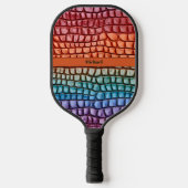Farbenfrohe Lizard Skin Pattern Modernes Monogramm Pickleball Schläger (Vorderseite)