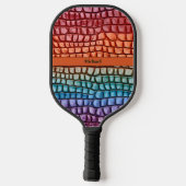 Farbenfrohe Lizard Skin Pattern Modernes Monogramm Pickleball Schläger (Rückseite)