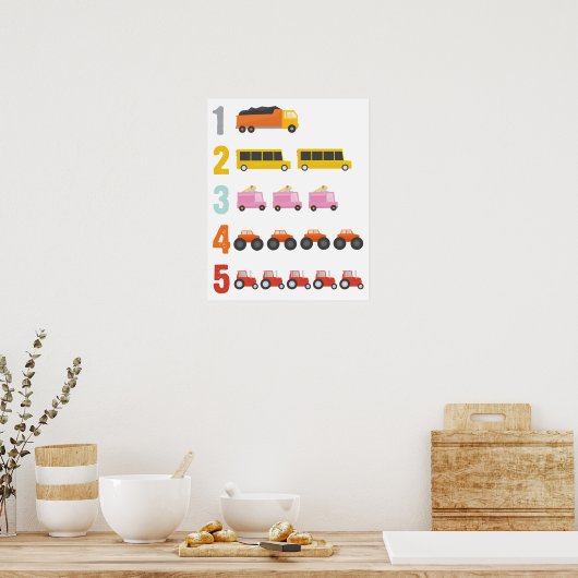 Farbenfrohe LKW Nummer Kinderzimmer Art Poster (Küche)