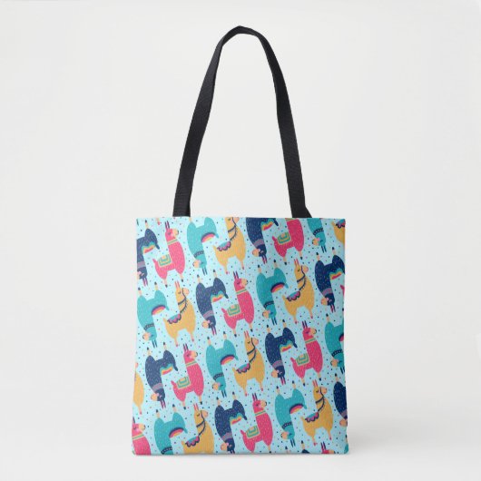 Farbenfrohe Llama Alpaca Lama Tiermuster Tasche (Vorderseite)