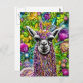 Farbenfrohe Llama Postkarte (Vorne/Hinten)