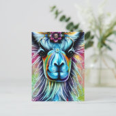 Farbenfrohe Llama Postkarte (Stehend Vorderseite)