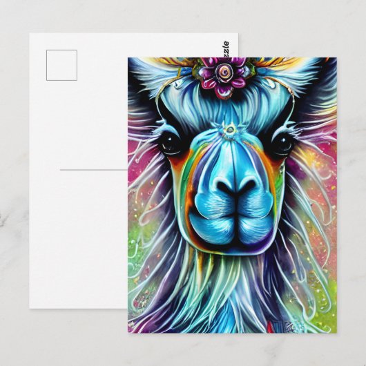 Farbenfrohe Llama Postkarte (Vorne/Hinten)
