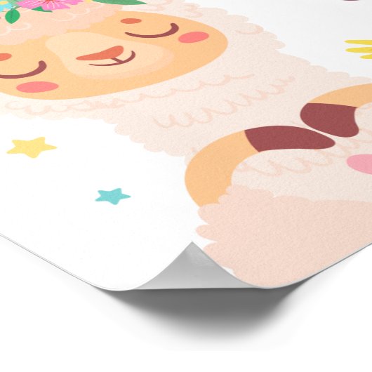 Farbenfrohe Llamacorn Poster (Ecke)