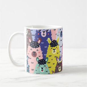 Farbenfrohe Llamas Childish Seamless Hintergrund Kaffeetasse
