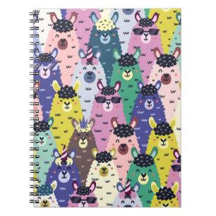 Farbenfrohe Llamas Childish Seamless Hintergrund Notizblock
