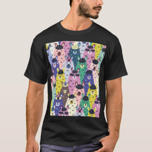 Farbenfrohe Llamas Childish Seamless Hintergrund T-Shirt