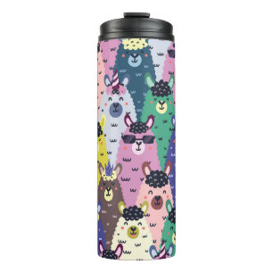Farbenfrohe Llamas Childish Seamless Hintergrund Thermosbecher