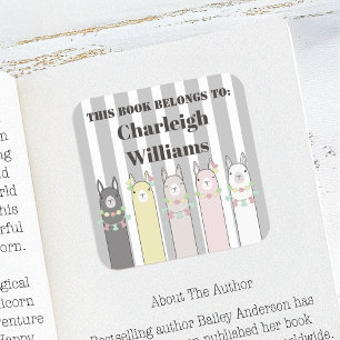 Farbenfrohe Llamas Dieses Buch gehört zum Buchzeic Quadratischer Aufkleber