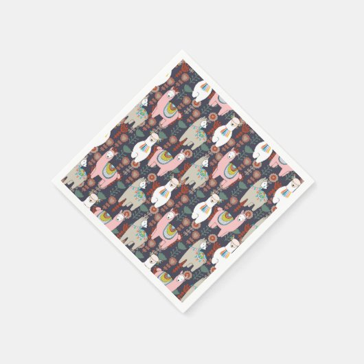 Farbenfrohe Llamas-Muster Serviette (Ecke)