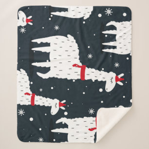 Farbenfrohe Llamas: Schneetier nahtlos. Sherpadecke