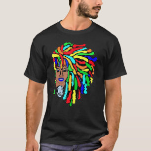 Farbenfrohe Locations Side Afro Dreadlocks Naturha T-Shirt