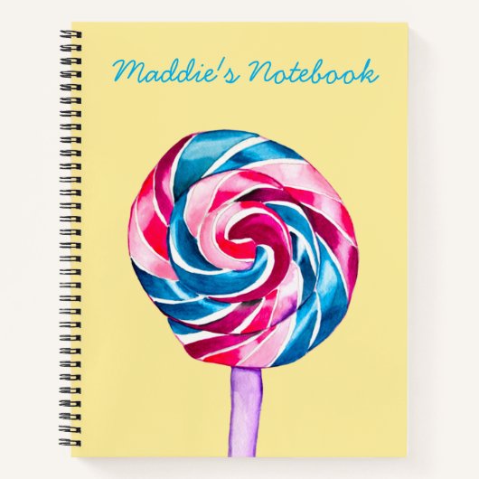 Farbenfrohe Lollipop Aquarellschrift Notizblock (Vorderseite)