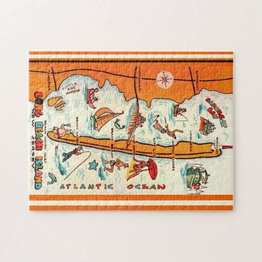 Farbenfrohe Long Beach Island Karte Puzzle (Horizontal)
