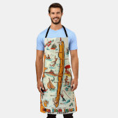 Farbenfrohe Long Beach Island Karte Schürze (Getragen)