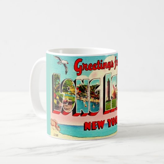 Farbenfrohe Long Island Postcard Kaffeetasse (Vorderseite Links)