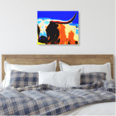 Farbenfrohe Longhorn Leinwanddruck (Insitu (Schlafzimmer))