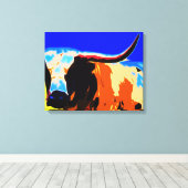 Farbenfrohe Longhorn Leinwanddruck (Insitu (Holzboden))